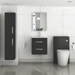Royal Bathrooms Turin 500mm Matt Black Wall Hung Vanity Unit 2 Drawer With Minimalist Basin - thumbnail 4