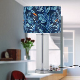 First Choice Lighting Set Of 2 Aura - Chrome Table Lamps With Toucan Velvet Shades - thumbnail 8