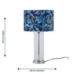 First Choice Lighting Set Of 2 Aura - Chrome Table Lamps With Toucan Velvet Shades - thumbnail 9