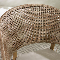 Furniturebox 2X Asa Set Wooden Garden Dining Chairs, Wicker Rattan Garden Chairs, Outdoor & Patio Dining Chairs, Cream Cushions - thumbnail 6