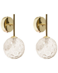 Beliani Set Of 2 Wall Lamps Beige And Gold Glass Metal - Modern Living Room Hallway Bedroom Lighting - thumbnail 2