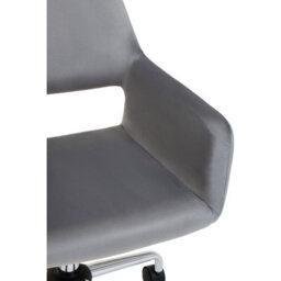 Orsina Ergonomic Grey Velvet And Chrome Base Home Office Chair, Comfortable Work From Home Chair, Movable Chair - thumbnail 7
