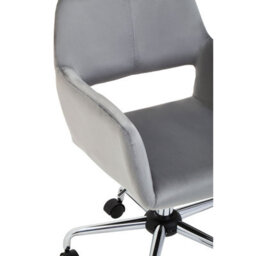 Orsina Ergonomic Grey Velvet And Chrome Base Home Office Chair, Comfortable Work From Home Chair, Movable Chair - thumbnail 6