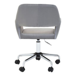 Orsina Ergonomic Grey Velvet And Chrome Base Home Office Chair, Comfortable Work From Home Chair, Movable Chair - thumbnail 5