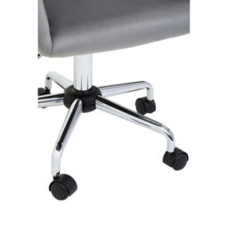 Orsina Ergonomic Grey Velvet And Chrome Base Home Office Chair, Comfortable Work From Home Chair, Movable Chair - thumbnail 8