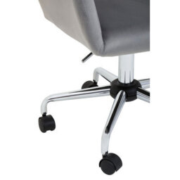 Orsina Ergonomic Grey Velvet And Chrome Base Home Office Chair, Comfortable Work From Home Chair, Movable Chair - thumbnail 9