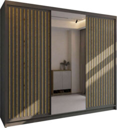 Sliding Wardrobes 4 u LTD Sliding Wardrobes 4U Ronal 2&3 Sliding Door Wardrobe With Mirror Panel Available In 4 Colors - (Grey/oak W250Cm, H217Cm) - thumbnail 2