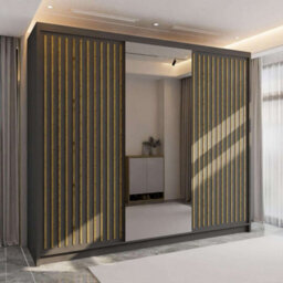 Sliding Wardrobes 4 u LTD Sliding Wardrobes 4U Ronal 2&3 Sliding Door Wardrobe With Mirror Panel Available In 4 Colors - (Grey/oak W250Cm, H217Cm) - thumbnail 1