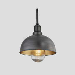 Industville Swan Neck Outdoor & Bathroom Dome Wall Light, 8 Inch, Pewter & Brass, Pewter Holder - thumbnail 2