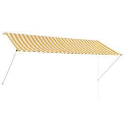 Walplus Retractable Awning Garden Sun Shade Canopy Gazebo For Back Door, Porch, Patio 300X150 Cm Yellow And White - thumbnail 2