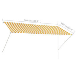 Walplus Retractable Awning Garden Sun Shade Canopy Gazebo For Back Door, Porch, Patio 300X150 Cm Yellow And White - thumbnail 8