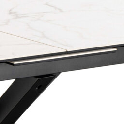 Wyld Haus Perth Extendable Dining Table 200 240Cm White Marble-Effect Ceramic Top Industrial Black Metal Legs - thumbnail 6
