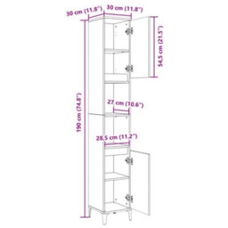 Vidaxl Bathroom Cabinet Sonoma Oak 30X30X190 Cm Engineered Wood - thumbnail 9