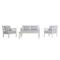 Charles Bentley Fsc Acacia White Washed 4 Piece  Garden Outdoor Lounge Set - thumbnail 9