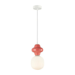 Luminosa Lighting Luminosa Latera Small Slim Pendant Ceiling Light Red, Matt White - thumbnail 2