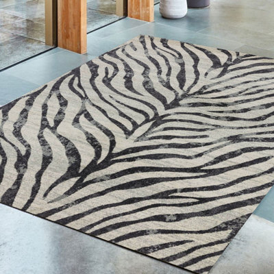 Grey Abstract Modern Easy To Clean Animal Rug For Dining Room -200Cm X 290Cm - image 1