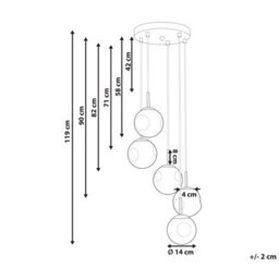 Wyld and Coco Bea 5-Light Pendant Lamp, Transparent Glass Shades, Brushed Brass-Iron Frame, Modern Living And Dining Light - thumbnail 3