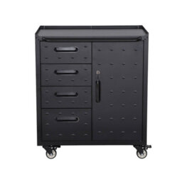 Sweeek - Low Storage Cabinet For Garages With 4 Drawers And A Door Black 42X75X88 Cm - Bobby - thumbnail 2