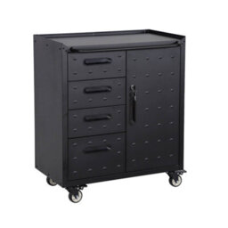 Sweeek - Low Storage Cabinet For Garages With 4 Drawers And A Door Black 42X75X88 Cm - Bobby - thumbnail 1