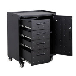 Sweeek - Low Storage Cabinet For Garages With 4 Drawers And A Door Black 42X75X88 Cm - Bobby - thumbnail 3