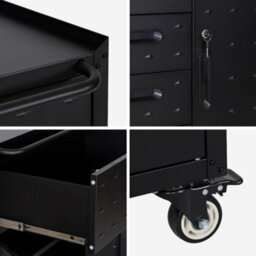 Sweeek - Low Storage Cabinet For Garages With 4 Drawers And A Door Black 42X75X88 Cm - Bobby - thumbnail 6