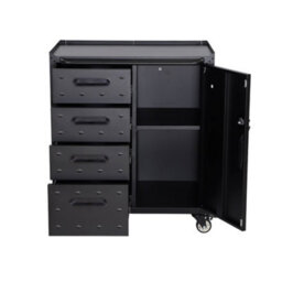 Sweeek - Low Storage Cabinet For Garages With 4 Drawers And A Door Black 42X75X88 Cm - Bobby - thumbnail 5