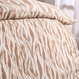 Ohs Watercolour Zebra Print Microfibre Duvet Cover Bedding Set, Tan - Double - thumbnail 4