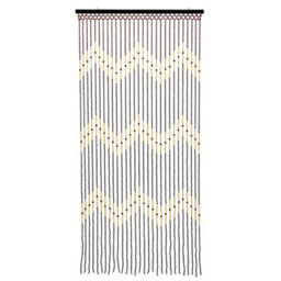 JVL Tuscany Wooden Beaded Door Curtain - Wave Design - thumbnail 1