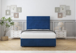 "Comfort Rosa Navy Plush Divan Bed Base No Drawers - 26"" Strutted  4'6 Double" - thumbnail 1
