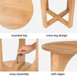 MH London Viera Solid Wood Side Table Living Room Wooden Side Table Bedside Blonde Natural Side Table - thumbnail 5