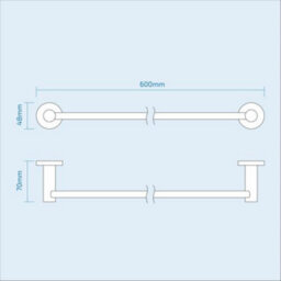 Nes Home Single Round Towel Bar Rail Holder Chrome - thumbnail 2