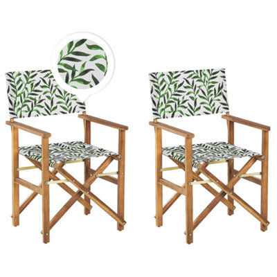 Beliani Set Of 2 Garden Chairs Cine Acacia Wood Grey - image 1