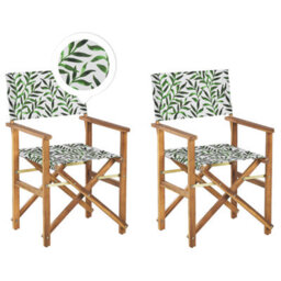 Beliani Set Of 2 Garden Chairs Cine Acacia Wood Grey - thumbnail 1
