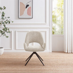 Furniturebox Uk 2X Layla Cream Fabric Swivel Dining Chairs - thumbnail 4