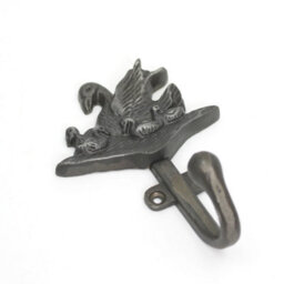 Oakcrafts - Antique Cast Iron Swan & Cygnets Single Coat/robe Hook - 130mm - thumbnail 1