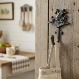 Oakcrafts - Antique Cast Iron Swan & Cygnets Single Coat/robe Hook - 130mm - thumbnail 2