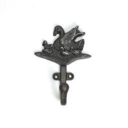 Oakcrafts - Antique Cast Iron Swan & Cygnets Single Coat/robe Hook - 130mm - thumbnail 5
