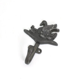 Oakcrafts - Antique Cast Iron Swan & Cygnets Single Coat/robe Hook - 130mm - thumbnail 4