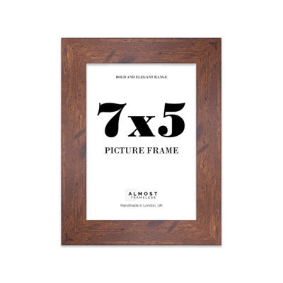 "4X4"" Walnut Picture Frame - 4X4"" Square Frame With 2X2"" Mount For 4X4""/2X2"" Pictures Moderrn Style Thin Edge, 1 Pack" - image 1