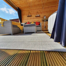 Beige Outdoor Rug, Striped Stain-Resistant Rug For Patio Decks Garden Balcony, 4mm Modern Outdoor Rug-80Cm X 150Cm - thumbnail 6