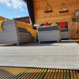 Beige Outdoor Rug, Striped Stain-Resistant Rug For Patio Decks Garden Balcony, 4mm Modern Outdoor Rug-80Cm X 150Cm - thumbnail 5