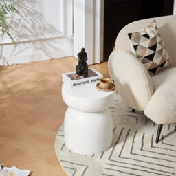 Nordlys Side Table In White Magnesite Indoor Outdoor Modern Design Style Living Room - thumbnail 8