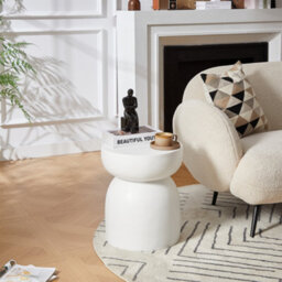 Nordlys Side Table In White Magnesite Indoor Outdoor Modern Design Style Living Room - thumbnail 7