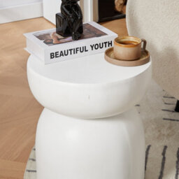 Nordlys Side Table In White Magnesite Indoor Outdoor Modern Design Style Living Room - thumbnail 5