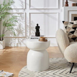 Nordlys Side Table In White Magnesite Indoor Outdoor Modern Design Style Living Room - thumbnail 3