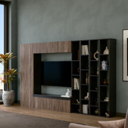 Decorotika Napoli Moduler Modern Tv Unit Wall Mount Black Alina - thumbnail 3