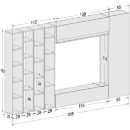 Decorotika Napoli Moduler Modern Tv Unit Wall Mount Black Alina - thumbnail 6