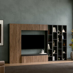 Decorotika Napoli Moduler Modern Tv Unit Wall Mount Black Alina - thumbnail 2