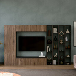 Decorotika Napoli Moduler Modern Tv Unit Wall Mount Black Alina