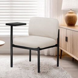 Comhoma Accent Chair Fabric Modern With 180 Degree Rotating Small Table Thick Soft Padded Seat Lounge Occasional Bedroom Chair
